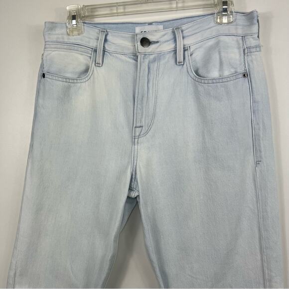 Frame Le Hollywood Crop Jeans Size 26 High Rise Beach Out Rips Wash Straight Leg - Picture 4 of 10